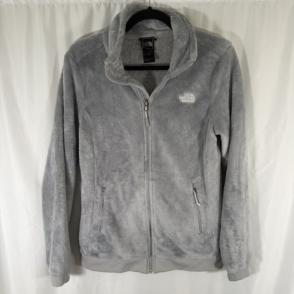 North Face Fleece Plush Fleece Jacket Women's Small Solid Grey Full Zip Pockets